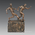 Estatua de Deportes Fútbol 2 Jugadores Escultura de Bronce, Milo TPE-768